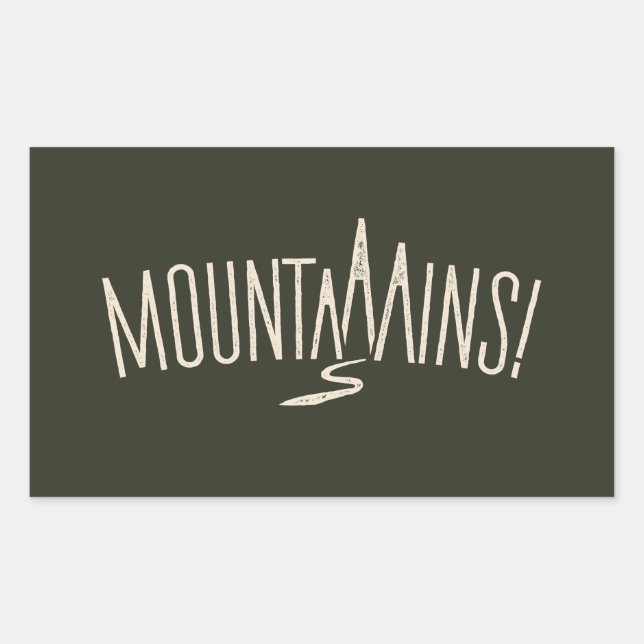 Mountains Minimalist Word Expressive Rectangular Sticker (Front)
