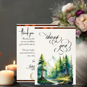 Mountains, Monogram & Calligraphy - Copper Thank You Card