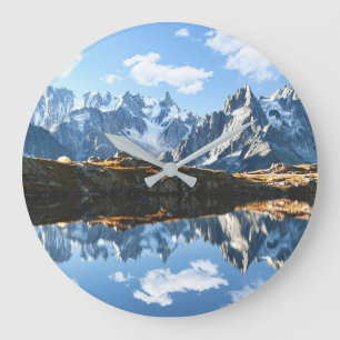 Mountains Mont Blanc Massif, France Large Clock