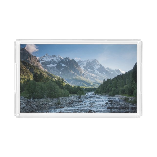 Mountains | Mont Blanc Massif, Italy Acrylic Tray (Front)