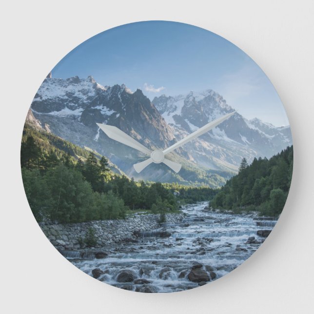 Mountains | Mont Blanc Massif, Italy Large Clock (Front)
