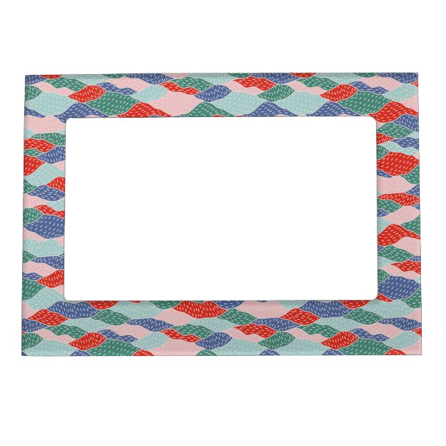 Mountains, mosaic, collage, hand drawn, magnetic frame (Front)
