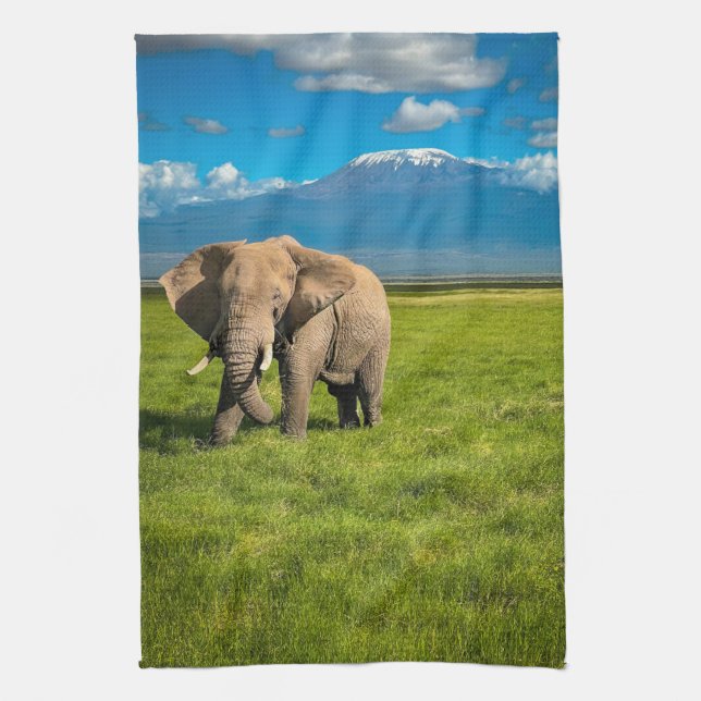Mountains | Mount Kilimanjaro Tanzania, Africa Kitchen Towel (Vertical)