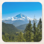 Mountains | Mt. Hood Oregon Square Paper Coaster<br><div class="desc">This amazing Getty Images photo features Mount Hood,  Portland Oregon,  clearly visible through the shroud of pine trees.</div>