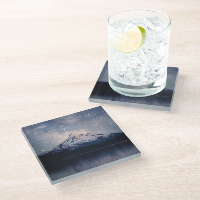 Mountains | Mt. Hood Portland, Oregon Glass Coaster (Angled)