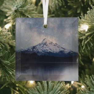 Mountains   Mt. Hood Portland, Oregon Glass Ornament
