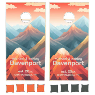 Mountains Name Est. Date City Orange Teal Cornhole Set
