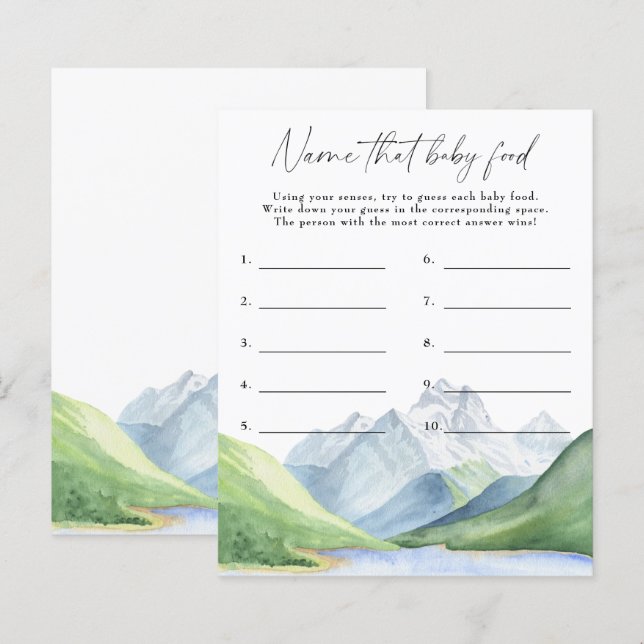 Mountains - Name that baby food game (Front/Back)