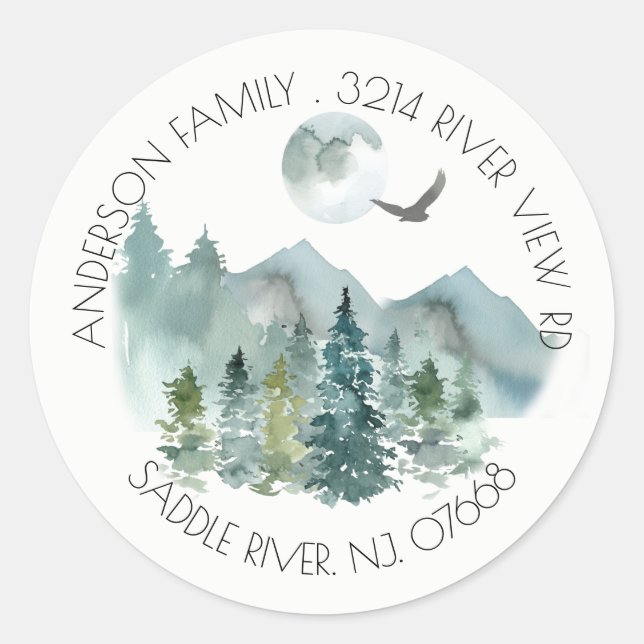 Mountains | New Home Address Label Sticker (Front)