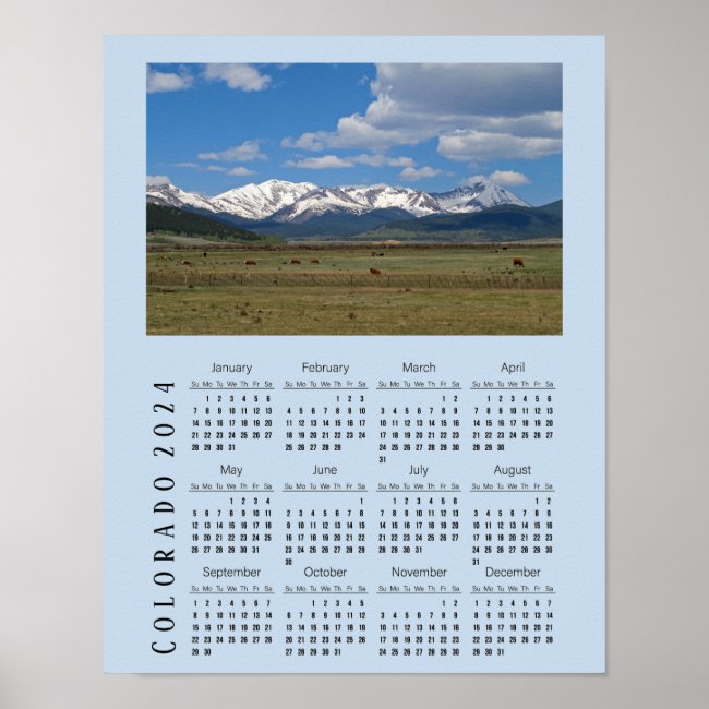 Mountains of Colorado 2024 Calendar Poster