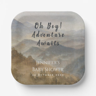 Mountains Oh Boy Adventure Awaits Baby Shower Paper Plates