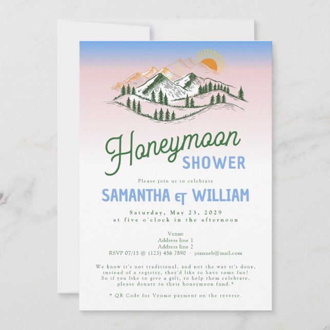 Mountains Outdoor Honeymoon Fund Couples Shower  Invitation (Front)