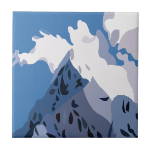 Mountains Peaks Nature  Ceramic Tile