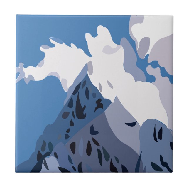 Mountains Peaks Nature  Ceramic Tile (Front)