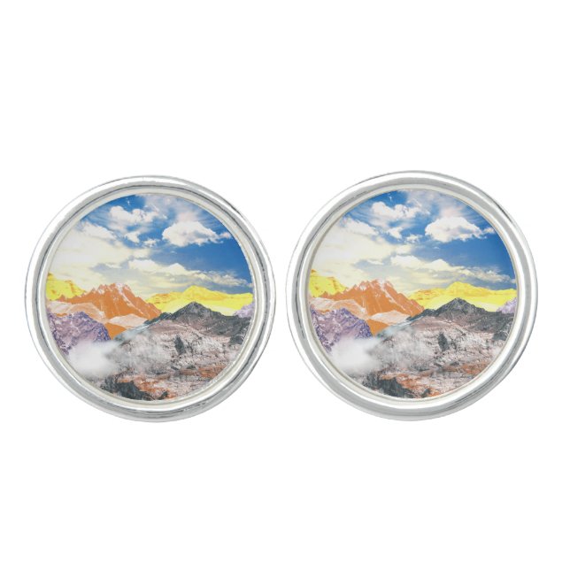 Mountains (photo montage) 1 cufflinks (Front)