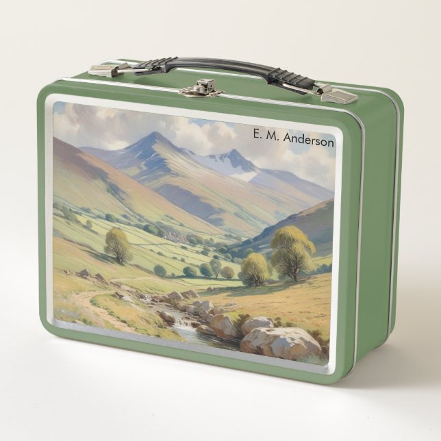 Mountains Picture Country Landscape Personalized Metal Lunch Box (Front)