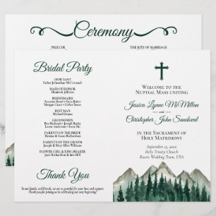 Mountains & Pine DIY Fold Catholic Wedding Program