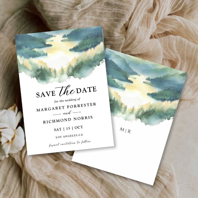 Mountains Pine Tree Boho Rustic Save The Date Invitation (Creator Uploaded)