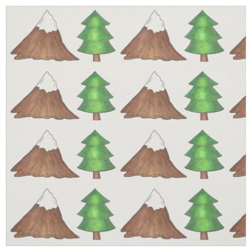 Mountains Pine Tree Trees Camping Climbing Nature Fabric