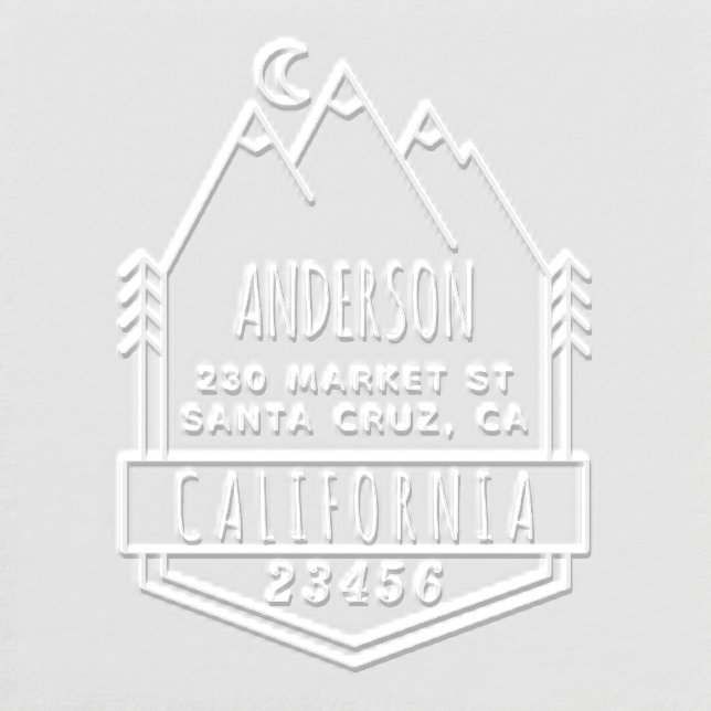 Mountains & Pine Trees Rustic Return Address Embosser (Design)