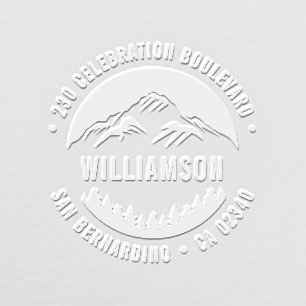 Mountains & Pine Trees Rustic Round Return Address Embosser