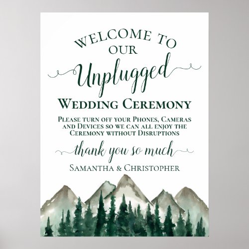 Mountains  Pine Trees Unplugged Wedding Ceremony Poster
