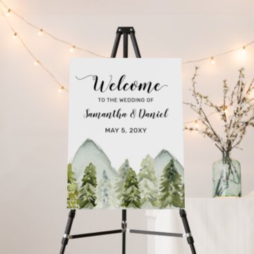 Mountains Pine Winter Wedding Welcome Sign