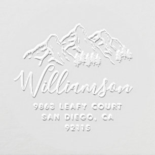 Mountains & Pines Elegant Script Return Address Embosser