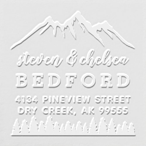 Mountains  Pines Married Couple Return Address Embosser