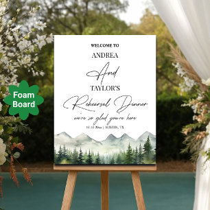 Mountains Pines Rehearsal Dinner Welcome Foam Board