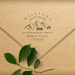 Mountains Pines Two Last Names Return Address Self-inking Stamp<br><div class="desc">The mountain pine tree landscape return address stamp is perfect for mountainous area families with two last names and outdoor enthusiasts! The rustic stamp features a mountain landscape with a pine forest and elegant classic typography for your last names arched above, and address below. Customize it and make it your...</div>