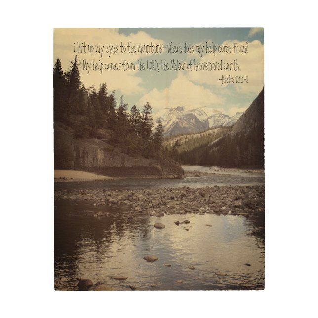 Mountains Psalm 121 Wood Wall Art (Front)