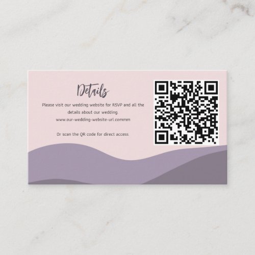 Mountains QR code purple modern details wedding Enclosure Card
