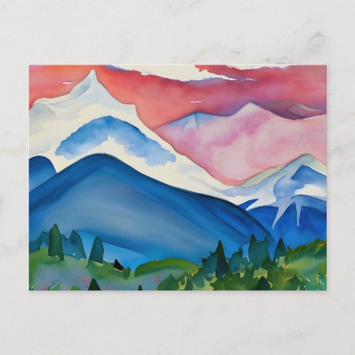 Mountains range Watercolor Postcard