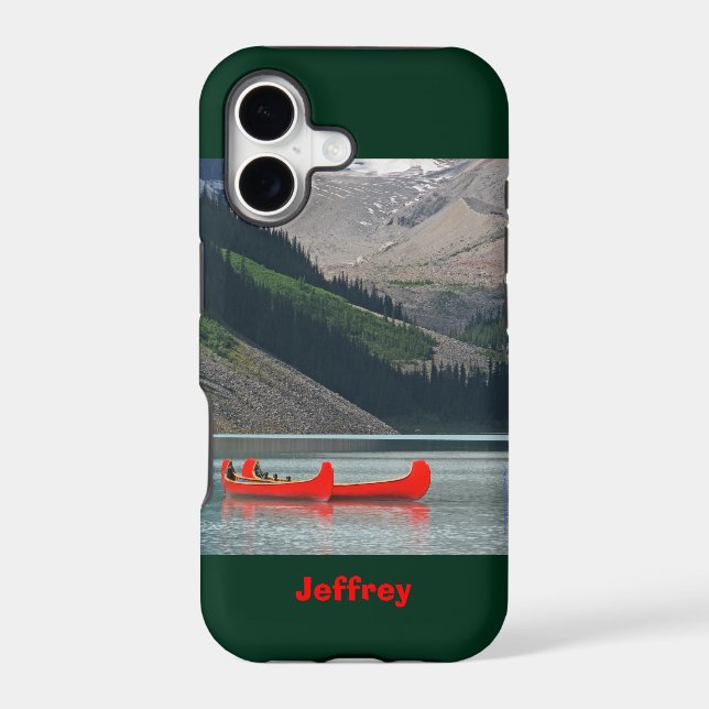 Mountains & Red Canoes, Name,  Iphone Case (Back)