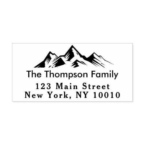 Mountains Return Address Family Name Custom Rubber Stamp