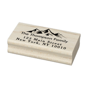 Mountains Return Address Family Name Custom Rubber Stamp