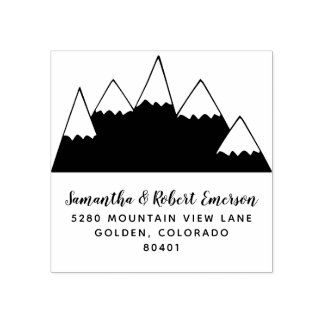 Mountains Return Address Rubber Stamp