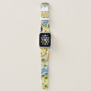 Mountains, rivers, forest, car pattern. apple watch band