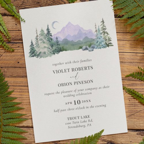 Mountains Rustic Forest Wedding Invitation