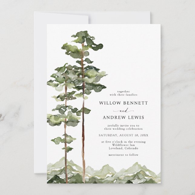 Mountains Rustic Wedding Invitation (Front)