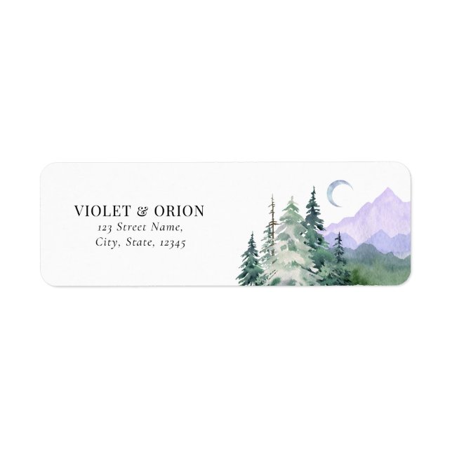 Mountains Rustic Wedding Return Address  Label (Front)