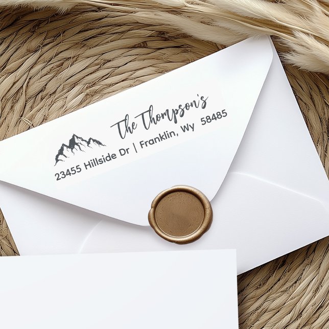 Mountains Self Inking Address Self Stamp (Return Address Label with Mountain)