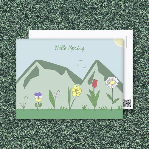 Mountains  Spring Flowers Landscape Postcard