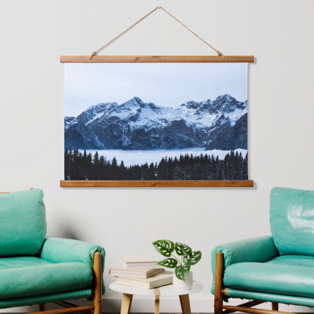 Mountains, spruce forest and clouds hanging tapestry (Living Room)