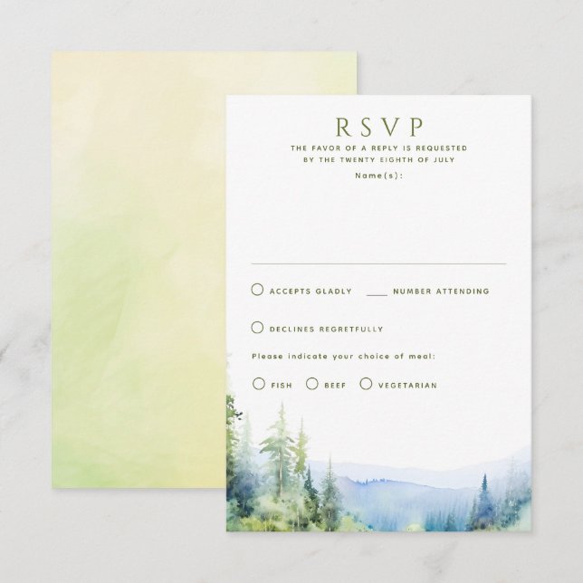 Mountains Summer Wedding RSVP Cards (Front/Back)