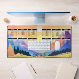 Mountains sunset - 2026 company calendar desk mat