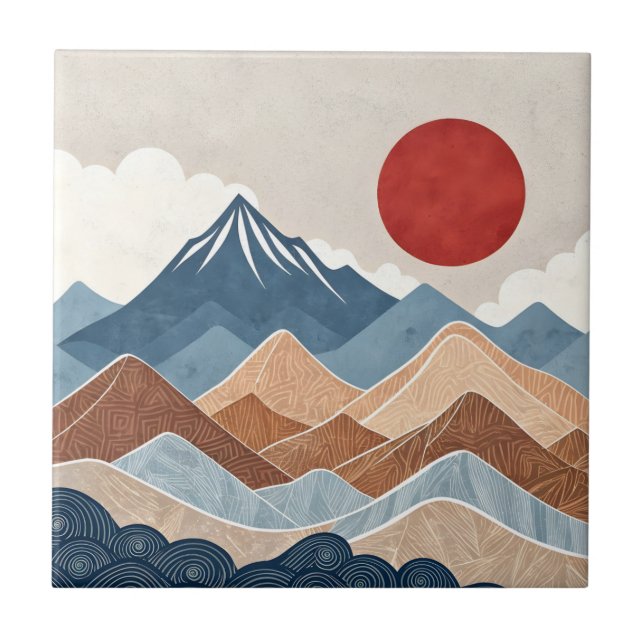 Mountains Sunset Beauty Ceramic Tile (Front)