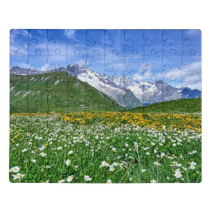 Mountains Swiss Alps Valley Spring Jigsaw Puzzle