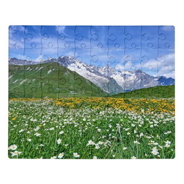 Mountains | Swiss Alps Valley Spring Jigsaw Puzzle (Puzzle Horizontal)